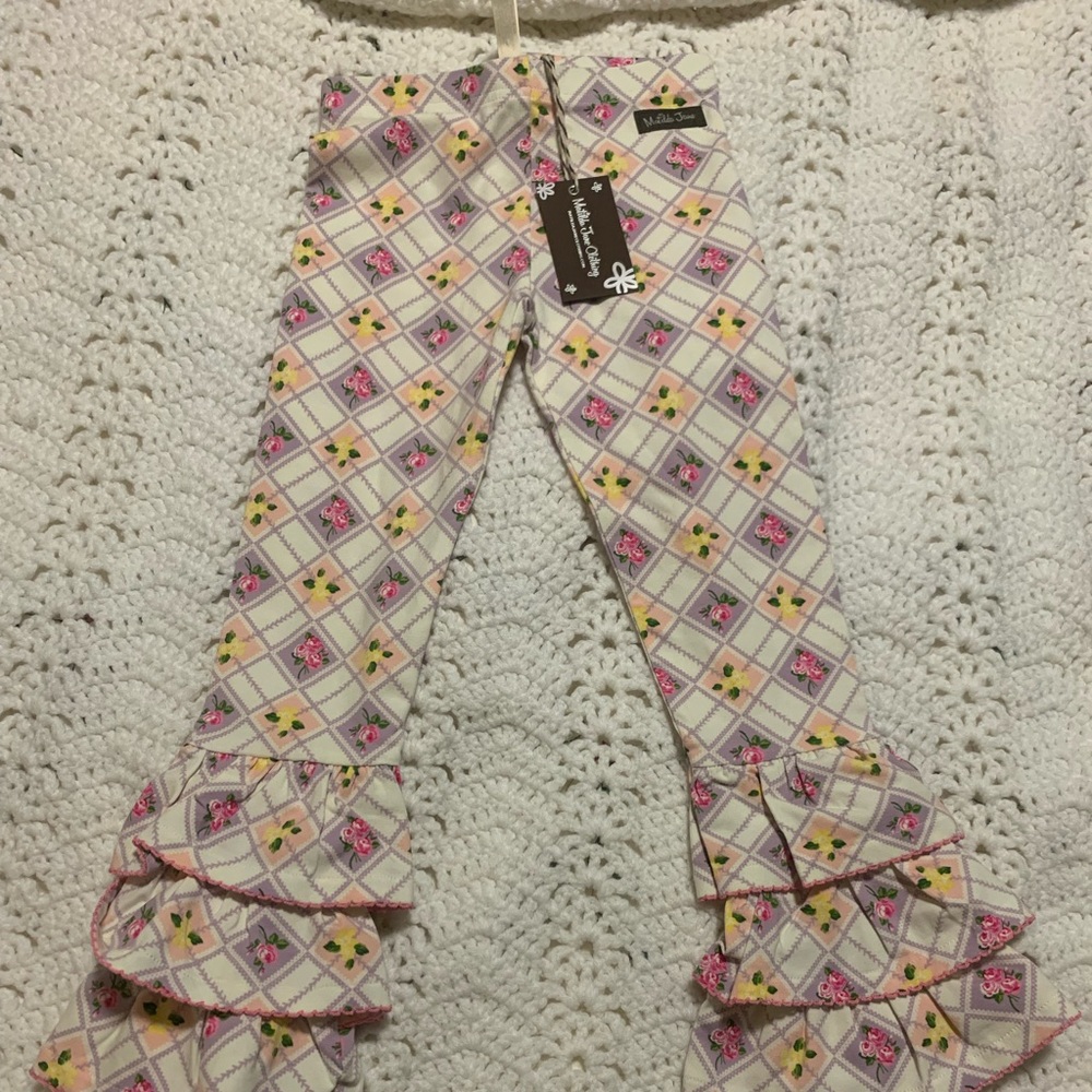 Girls' Floral Ruffle Pants